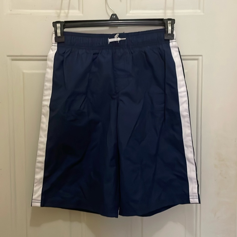 CHEROKEE:NWOT,Boy’s Navy blue and white swim shorts Size L 12/14; 100% polyester